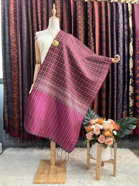 Loincloth, pure silk, size 60x200cm, ruffled hem, red background, code R4E-PS-04246717251