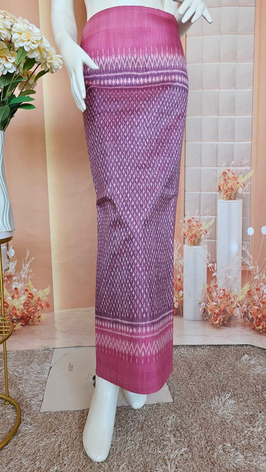 Mudmee silk sarong, 2 takor, size 1x2 yards, local pattern, pink, code R1Q-SN-03066718