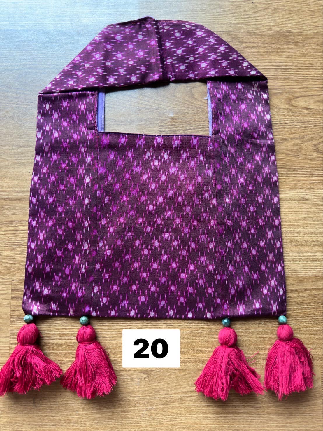 Battambang Mudmee silk bag, real silk, size 20x30cm, purple background, code GLC-SIL-06056720