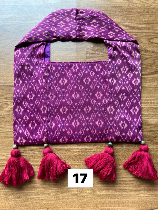 Battambang Mudmee silk bag, real silk, size 20x30cm, purple background, code GLC-SIL-06056717