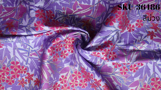 Thai Silk Printed Silk Purple Coarse texture (SKU-36486)