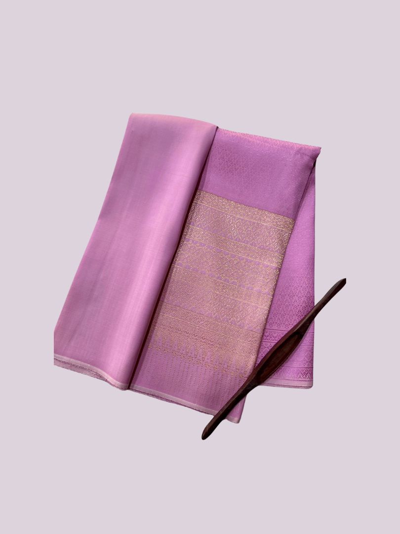 (Dress fabric) Yok Surin silk, Koh Choeng Din, size 1x4 meters (pattern 2 meters + solid color 2 meters), purple-pink color, code N10-AA-01296715164