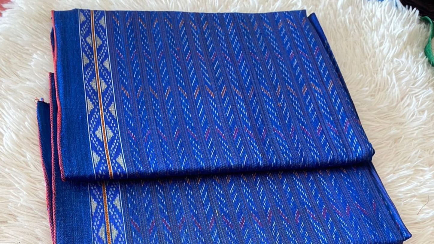 Traditional Mudmee silk skirt, size 1x2 meters, hole pattern, blue background, code R1A-RT-07036711232