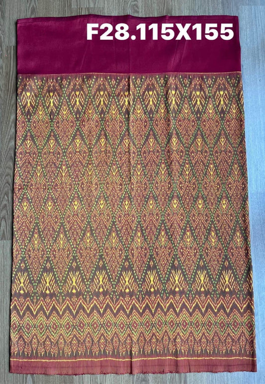 Sin, Battambang, Mai Baan Sao Mue Naturally dyed, size 115x155cm, red background, code N9-SIL-F28