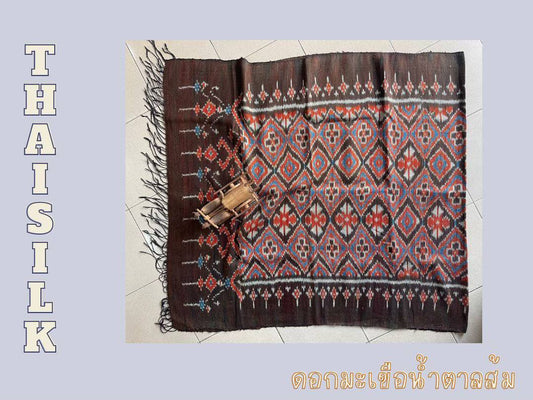 Large silk shawl with a woman's face, ruffled hem, size 105x230cm, eggplant flower pattern, orange-brown color, code ZYH-AA-122566150212