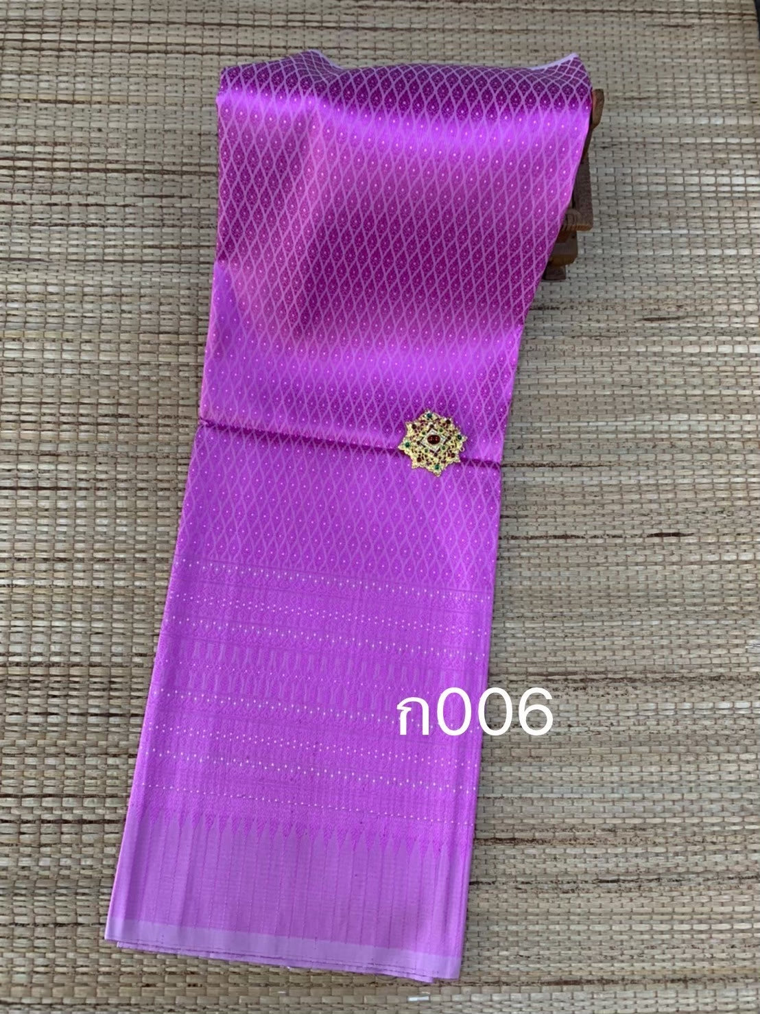 Surin silk skirt, 32 tako, with pollen, raised tinsel, size 1x2 meters, lotus petal purple, code N11-AA-ก006