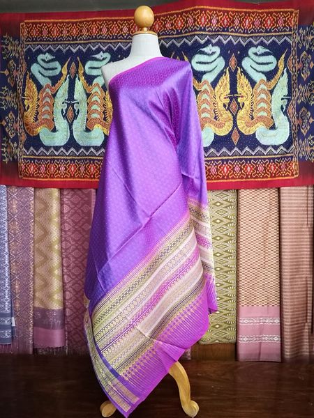 Surin silk skirt, real silk, size 1x2 meters, woven with gold thread, purple background N11-NY0224663