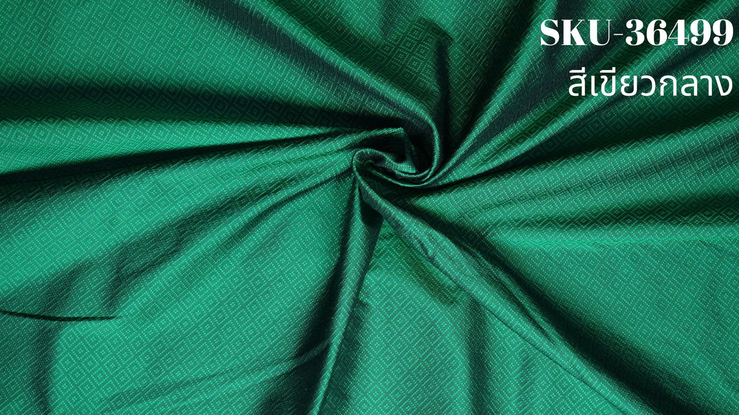 Thai Silk Plain Weave Brocade Green (SKU-36499)