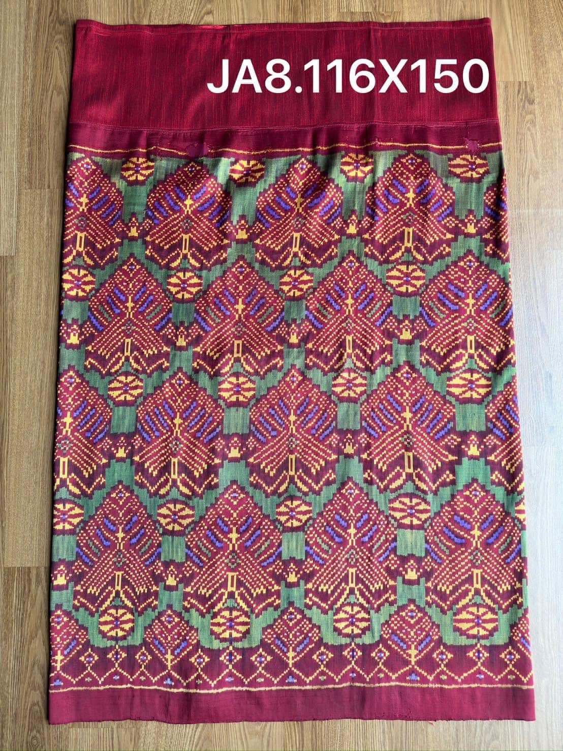 Special edition Mudmee silk sarong, woven work, 3 tako, size 116x150cm, red background, code N9-SIL-JA8