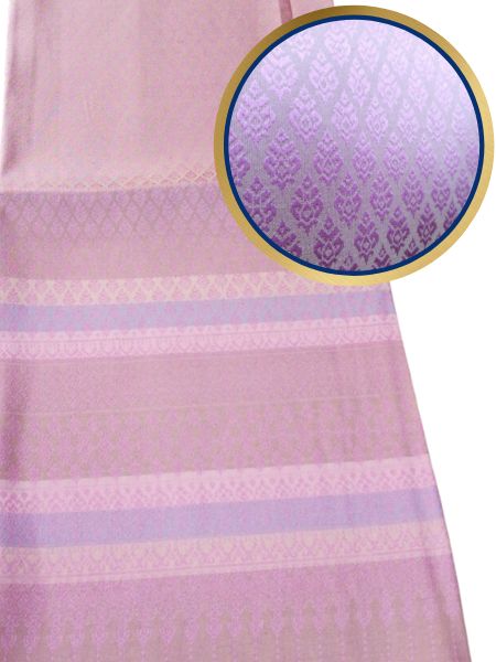 Surin silk skirt, real silk, 32 tako, real silk, size 1x2 meters, Phanom Thian pattern, purple, pink, lotus petals. N11-NY0524663