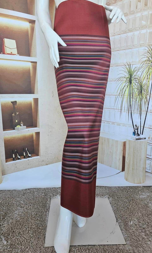 Genuine silk skirt, smooth texture, size 1x2 yards, San Kamphaeng pattern, Lanna pattern, reddish-brown color, code B8-SN-121566110132