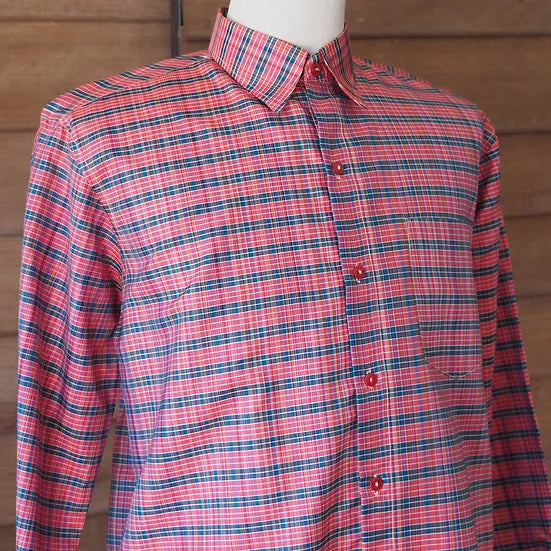 long sleeve shirt plaid silk Red and blue, code DN-CT-SKUSLS014