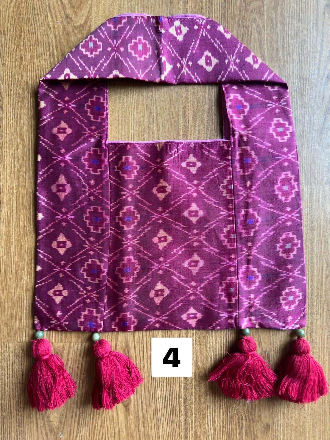 Battambang Mudmee silk bag, real silk, size 20x30cm, purple background, code GLC-SIL-0605674