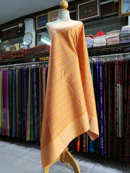 Genuine silk skirt, smooth texture, size 1x2 yards, San Kamphaeng pattern, Lanna pattern, orange, code B8-NY-0111675