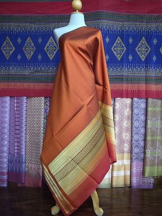 Surin silk skirt, real silk, size 1x2 meters, Koh Choeng Dinthong, brown background, code N11-NY0621665