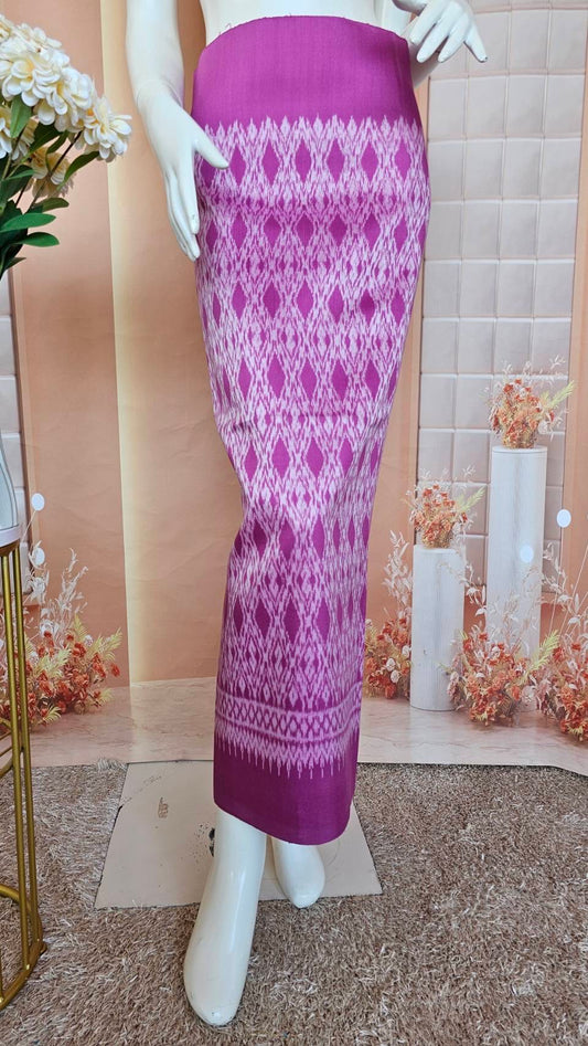 Mudmee silk sarong, 2 takor, size 1x2 yards, local pattern, pink, code R1Q-SN-0306671413