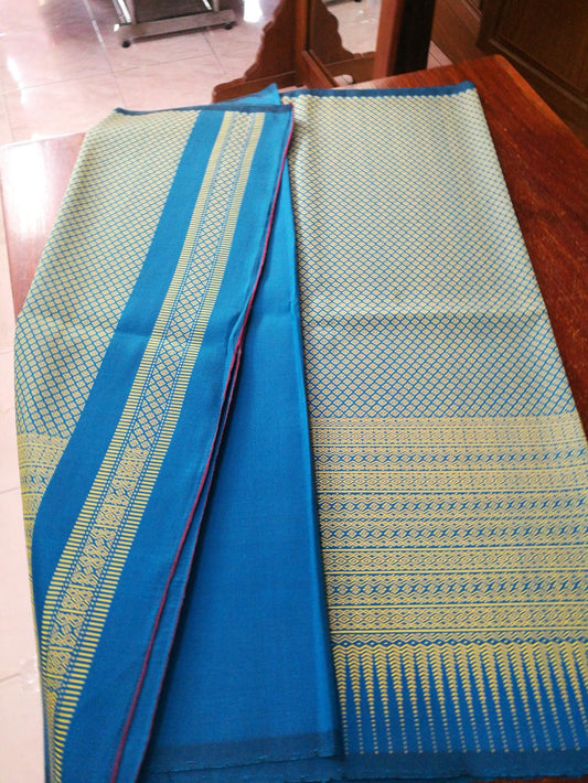 (Dress fabric) Surin silk, size 1x4 meters (pattern 2 meters + solid color 2 meters), blue, code N10-NY0715663