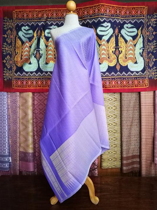 Surin silk skirt, real silk, size 1x2 meters, silver tinsel island, purple background, code N11-NY06216615