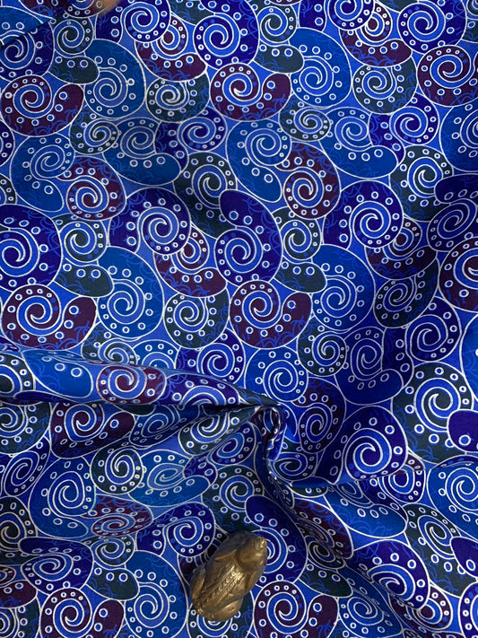 Thai Silk Printed Silk Blue (SKU-25074)