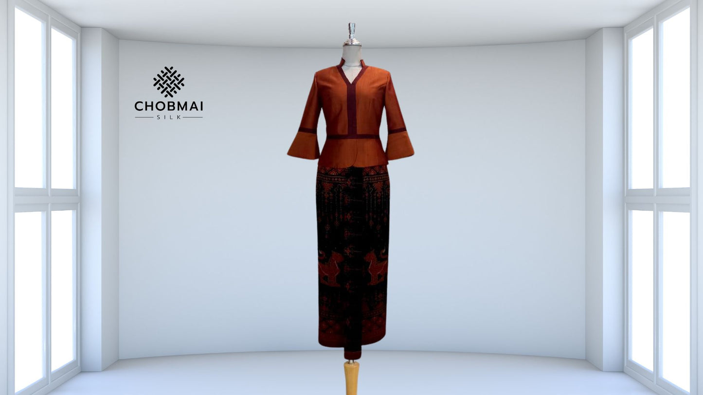 Cutting model, separate pieces, shirt + skirt, silk (fabric not included) chobmai x ARW, code CUT-ARW-0321675