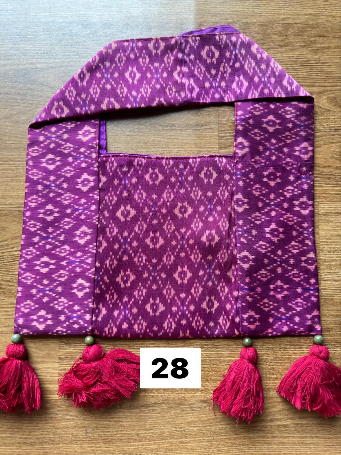 Battambang Mudmee silk bag, real silk, size 20x30cm, purple background, code GLC-SIL-06056728