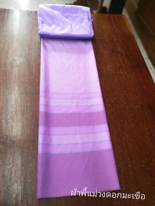 (Dress cloth) plain colored silk with stripes (Plain cloth 2 meters + pattern 2 yards) purple eggplant flower, code BC-NY0602662