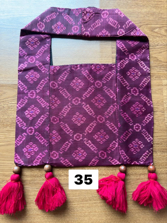 Battambang Mudmee silk bag, real silk, size 20x30cm, purple background, code GLC-SIL-06056735