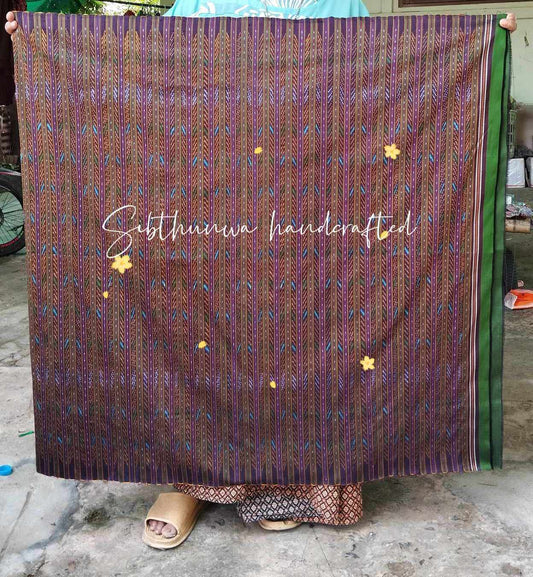 Mudmee silk skirt, real silk, 3 tako, size 1x2 meters, Holpana pattern, purple and brown, code R1A-TC-0331671