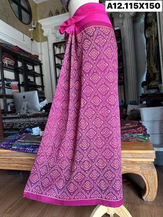 Battambang skirt, Baan Sao Hand silk, natural color, size 115x150cm, pink-purple, code N9-SIL-A12