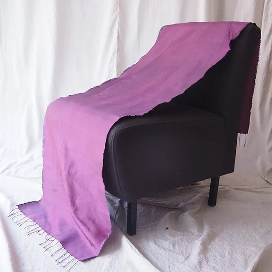 Hand-woven silk shawl with ruffle, size 50x200cm, purple background, code ZYH-CT-102791.