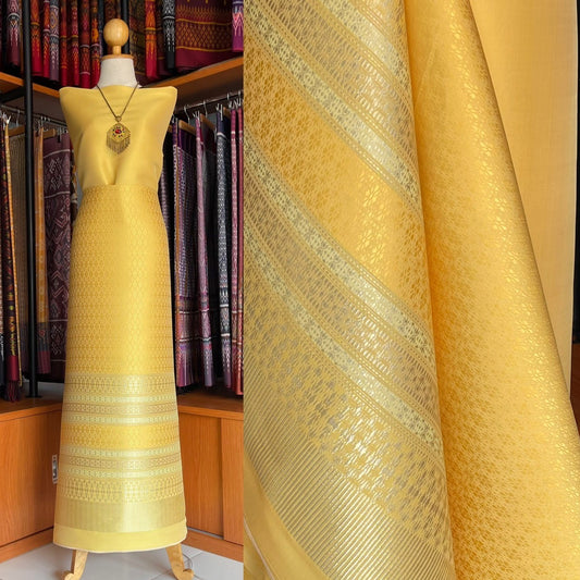 (Dress cloth) Surin silk (solid color 2 meters + pattern 2.4 meters) golden yellow, code N90-MD-062367231