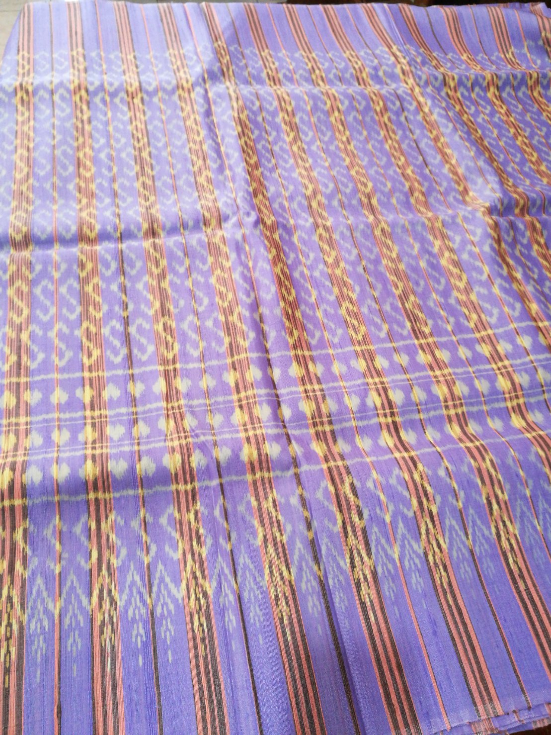 Mudmee silk Soft, rough texture, real home silk, size 1x2 meters, royal design. Purple-pink-cream color, code PCS-NY-1002661