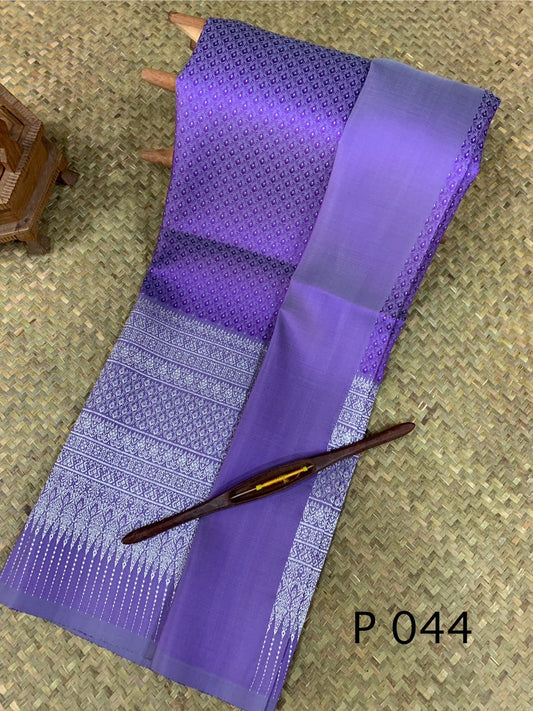 (Dress cloth) Surin Yok Dok silk Koh Choeng Silver Tin, size 1x4 meters (pattern 2 meters + background color 2 meters), purple, code N10-AA-031867094041