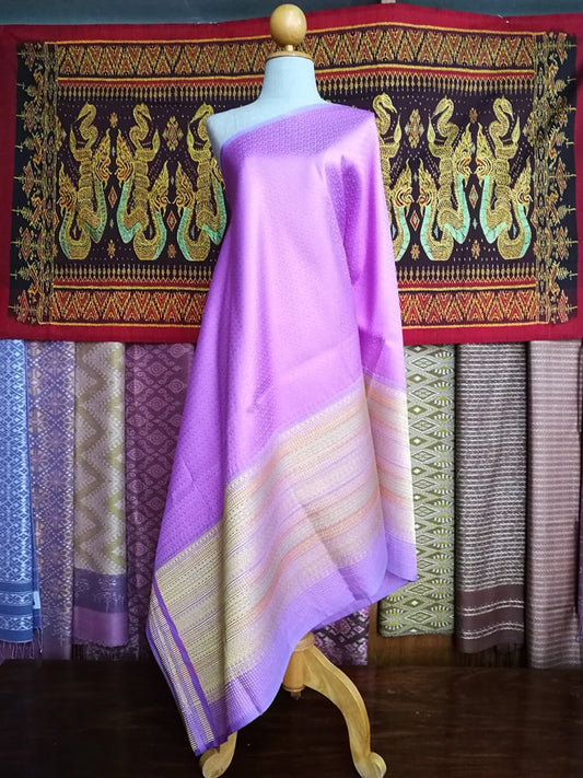 Surin silk skirt, real silk, size 1x2 meters, Koh Choeng Din Thong. Pink-purple floor, code N11-NY06216618