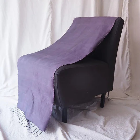 Handwoven silk shawl with ruffle, size 50x200cm, purple background, code ZYH-CT-102793.