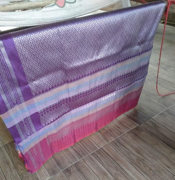 Surin silk skirt, real silk, size 1x2 meters, silver thread, purple, code N11-DR-05286710