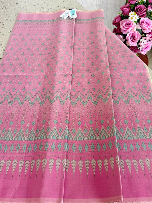 Sin Mudmee silk Woven with squirrel tail pattern, 3 tako, size 1x2 meters, pink tone, code R2Q-SN-10236760