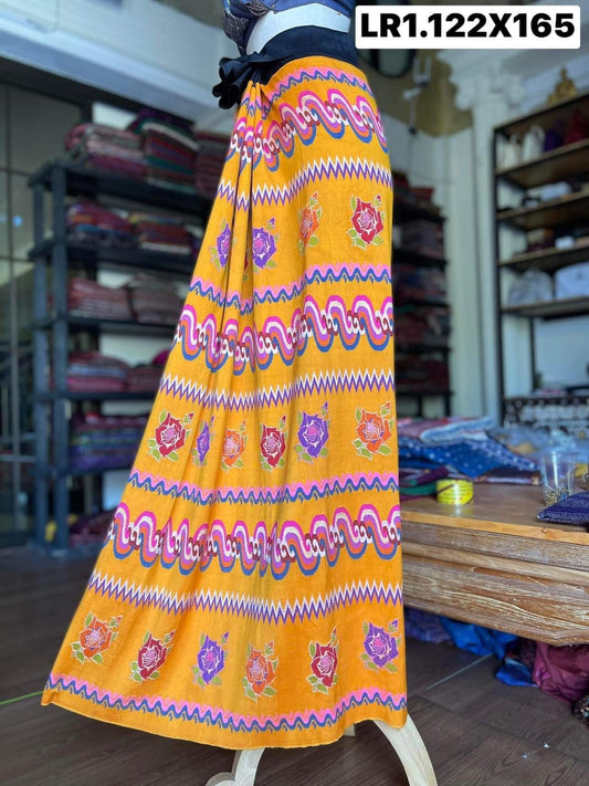 Genuine Luntaya silk skirt, woven on a shuttle, size 122x165cm, yellow background, code N9-SIL09156613271