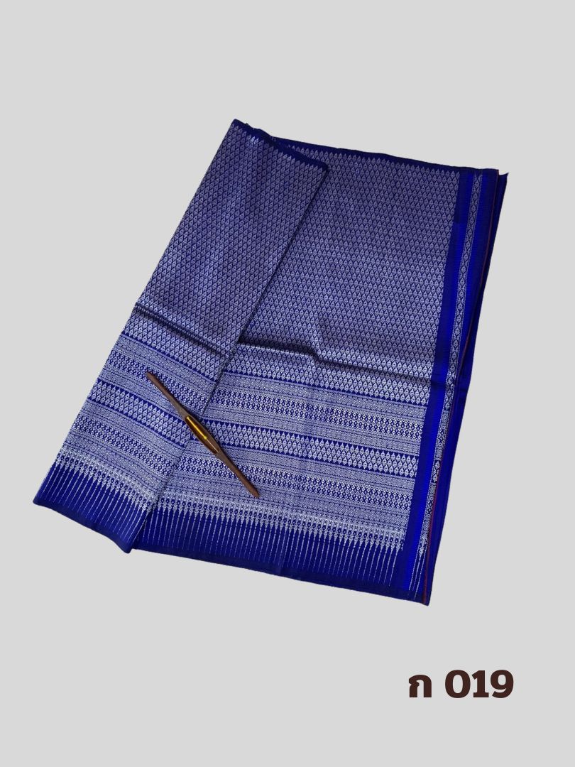 Surin silk sarong, 32 tako, with pollen, raised tinsel, size 1x2 meters, blue, code N11-AA-ก019