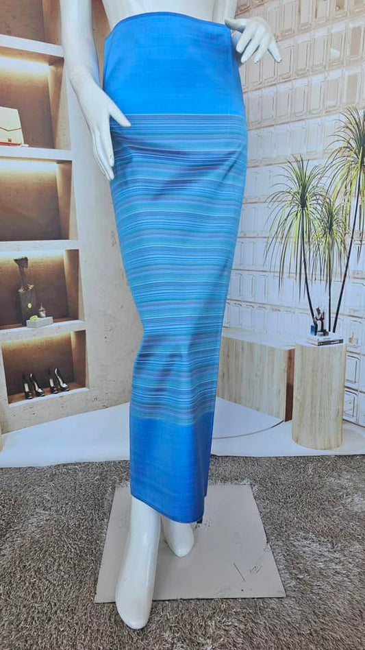 Genuine silk skirt, smooth texture, size 1x2 yards, San Kamphaeng pattern, Lanna pattern, blue, code B8-SN-12156611019