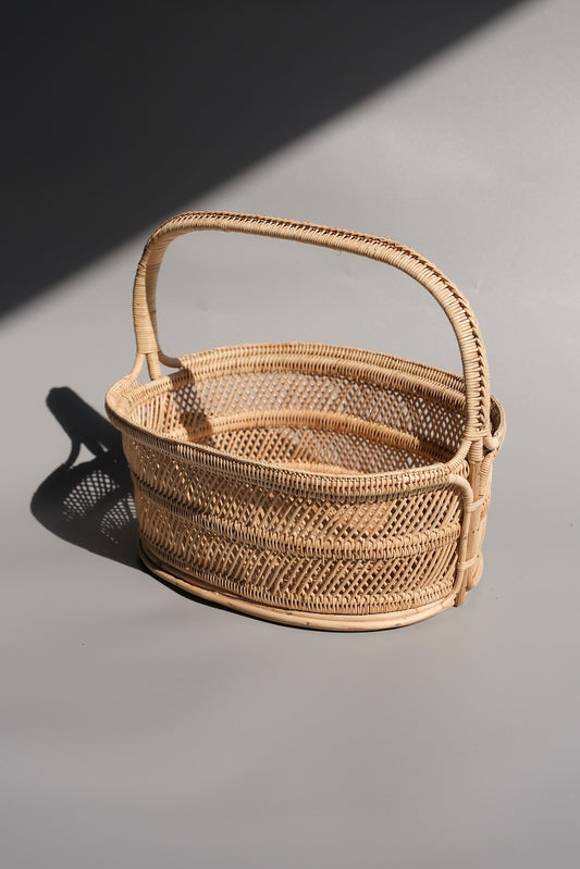 Wicker basket, oval shape, 2 layers, code BK-35-2-351