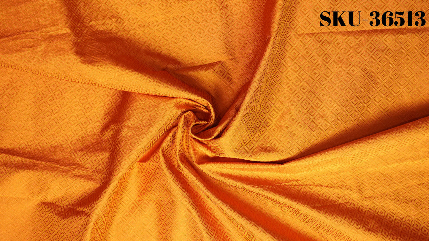 Thai Silk Plain Weave Brocade Yellow (SKU-36513)