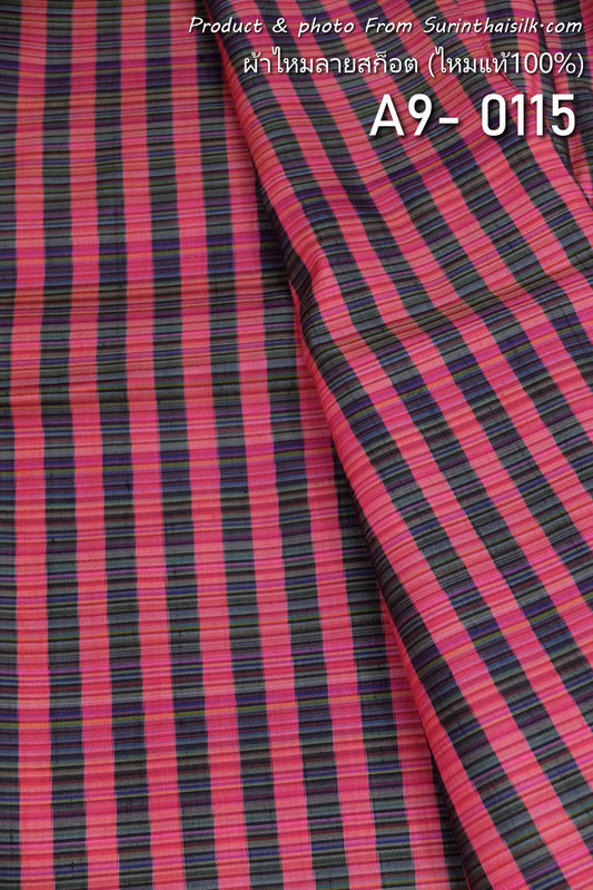 Thai Silk Checked / Plaid Weave Red Coarse texture (SKU-26658)