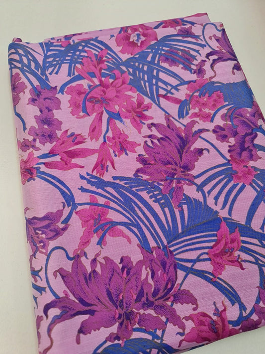 Thai Silk Printed Silk Pink Coarse texture (SKU-42160)