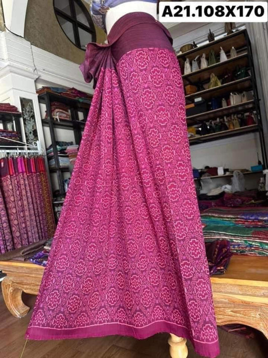 Battambang skirt, Ban Sao Hand silk, natural color, size 108x170cm, purple, code N9-SIL-A21