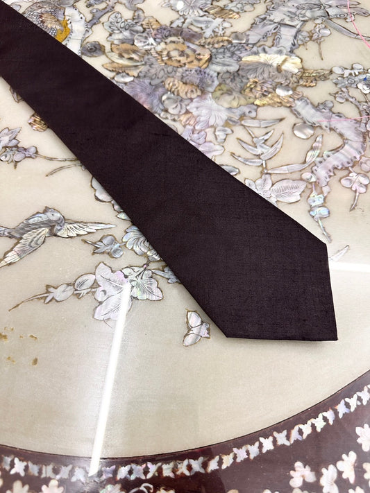 Solid colored silk necktie, rough texture, black, code NA-ST-0415671