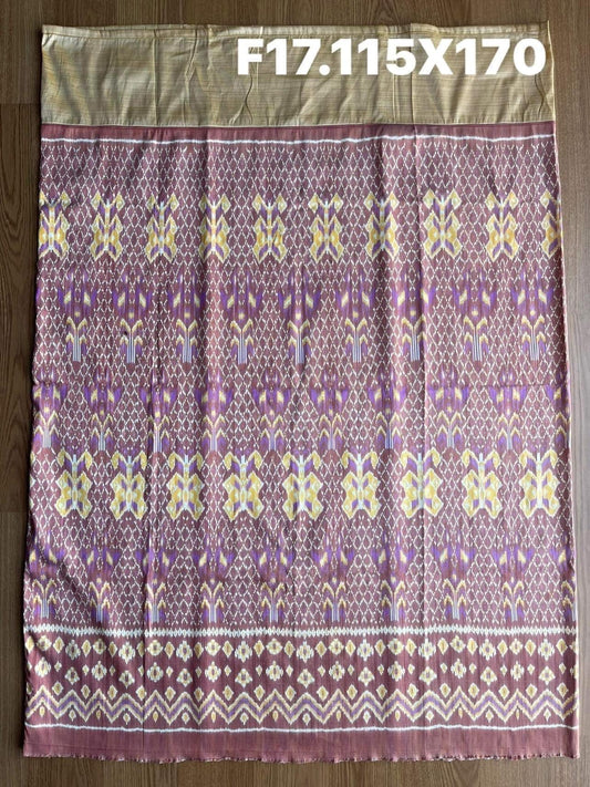 Sin, Battambang, Mai Baan Sao Mue Naturally dyed, size 115x170cm, golden yellow-pink background, code N9-SIL-F17.