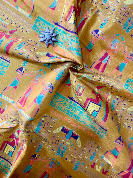 Thai Silk Printed Silk Yellow Coarse texture (SKU-22581)