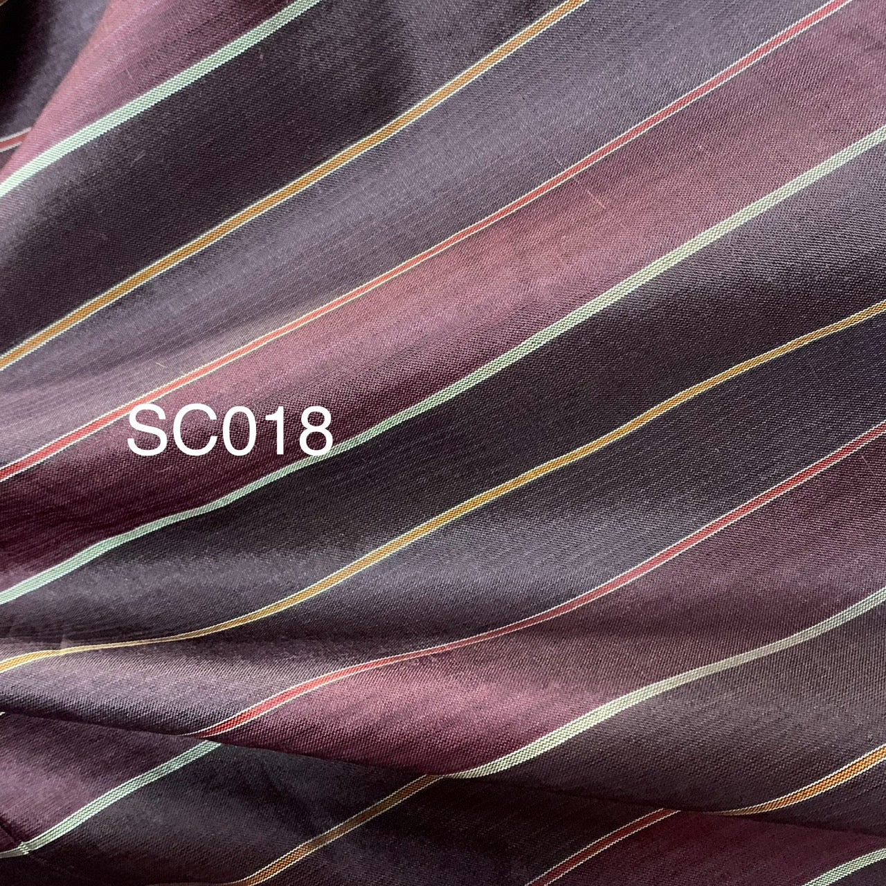 Striped silk, rough texture, sold by the yard, purple-gray tone, code A8-AA-SC018.