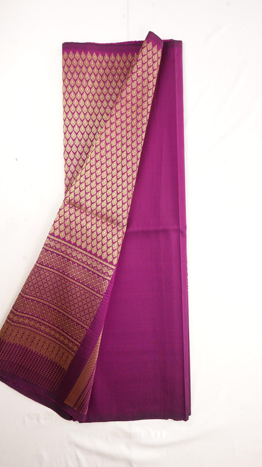 (Dress fabric) Surin silk, size 1x4 meters (pattern 2 meters + solid color 2 meters), purple-pink color, code N10-NY-0902671334